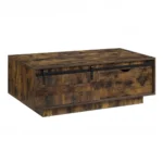 Goldoma 47 inch coffee table with drawer and shelf in brown and black melamine veneer
