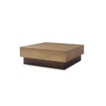 Goldoma 39 inch bronze copper and brown steel square block coffee table in a modern living room