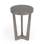Goldoma 24 inch gray round end table with distressed finish and traditional design