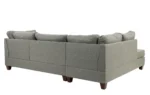 Goldoma 3-Piece L-Shape Convertible Fabric Sectional Sofa in Gray with tufted back and wood legs in a modern living room