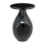 Goldoma 20-inch black solid wood round farmhouse accent table with pedestal base and textured top