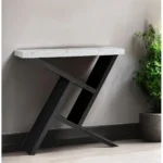 36-inch gray black abstract console table with storage in modern entryway