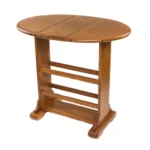 21" HMS Brown Solid Wood Oval Drop Leaf End Table for Living Room Furniture - Image 4