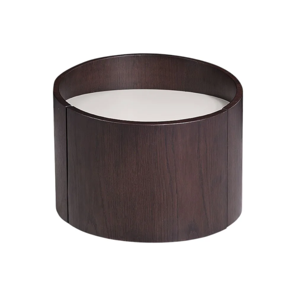 Hc0bb6f03fa54408a8f3dc0e5138122f42.webp Solid wood end table in dark brown farmhouse style with metal accents