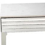 Goldoma 40 inch silver mirrored glass console table with two drawers and antique silver finish, modern entryway table