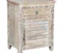 Goldoma 30" White Distressed Solid Wood Nightstand with Drawer