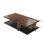 Goldoma modern coffee table with stainless steel base and wood top, 47.2 inches long, for contemporary living rooms