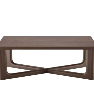 Goldoma 50 inch walnut solid wood coffee table with cross legs in living room