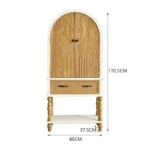 Goldoma solid wood tall sideboard cabinet in vintage white with carved door, drawer, shelf for farmhouse living room storage