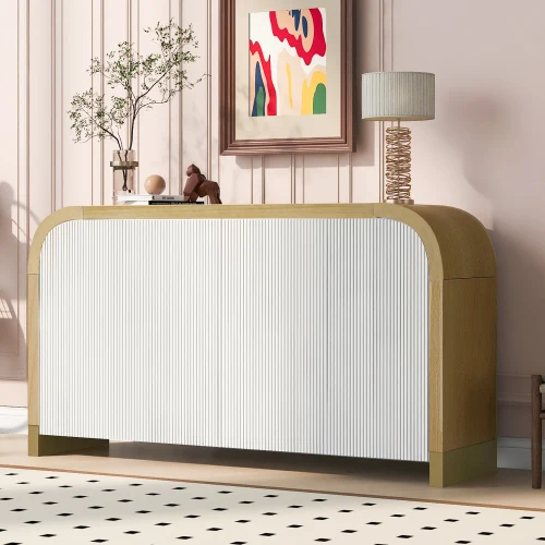 Hc24d39eabeed4714ae3197eea037637bW.webp Goldoma 59.8-inch modern solid wood sideboard buffet cabinet with arched ceiling in gray and black