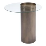 Goldoma antique gold end table with mirrored glass top and off-center storage tray in living room setting