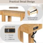 Goldoma solid oak console table with hidden drawer and built-in power outlet in a modern entryway