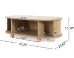 Goldoma solid oak side table adjustable height oval modern retro console table for living room