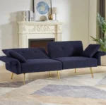 Goldoma convertible teddy loveseat with side pocket and foldable sleeper bed in modern living room