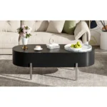 Goldoma lift top coffee table with hidden storage and rotating tray in black finish