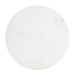 Round pedestal end table with white marble top and distressed natural solid wood base - Goldoma accent table