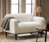 Goldoma 50-Inch Bouclé Loveseat Sofa – White Upholstered 2-Seater with Wood Legs