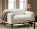 Goldoma 50-Inch Bouclé Loveseat Sofa – White Upholstered 2-Seater with Wood Legs