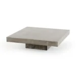 Goldoma 43-inch concrete square coffee table with gray top and dark gray base in a modern living room setting