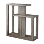 Goldoma 32-inch taupe free-form console table in living room with decorative items