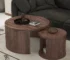 Goldoma Round Nesting Coffee Table Set of 2 - Natural Wood & Walnut Finish