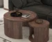 Goldoma Round Nesting Coffee Table Set of 2 - Natural Wood & Walnut Finish