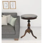 Goldoma 25-Inch Dark Chestnut Round End Table - Rustic Manufactured Wood Side Table – side view