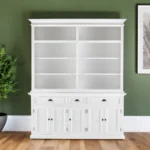 HMS 87 White Solid Wood Four Tier Bookcase Industrial Foldable for Home Office Workshop Living Room Bedroom Dining Room Use