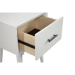 White wood end table with drawer - compact side table for living room storage