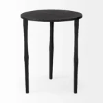 Goldoma 20 inch farmhouse round end table with storage drawer in solid mango wood and black iron