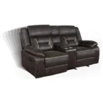 Goldoma Top Grain Leather Home Theater Recliner Sofa Set with tufted back and adjustable reclining in a modern living room
