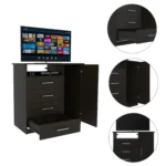 Goldoma 36 inch four drawer combo dresser with mirror in black finish for bedroom organization