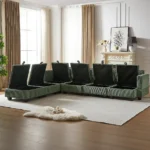 Goldoma Modern Corduroy U-Shaped Modular Sofa Bed with Memory Foam and Wood Legs – side view