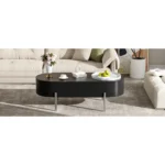 Goldoma lift top coffee table with hidden storage and rotating tray in black finish