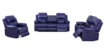 Goldoma beige corduroy 3-piece recliner sofa set in modern living room