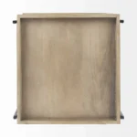 Goldoma 26-inch brown solid wood square end table with two open shelves, farmhouse style for living room