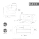 Soft chenille loveseat sofa bed with convertible armrest and backrest in modern tufted design