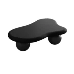 Goldoma unique coffee table - cloud shaped with 3 ball legs, 47 inch black MDF surface for modern living room