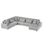 Goldoma modular U-shaped sectional sofa with chaise lounge and sofa bed in soft corduroy fabric