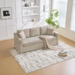 Goldoma Chenille Deep Three-Seater L-Shape Sofa with Pillow Back – side view