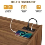 Goldoma modern TV stand with LED lights and charging ports for TVs up to 75 inches featuring four drawers and tempered glass top