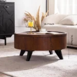 Goldoma rustic farmhouse wood coffee table with hidden storage compartment in brown finish
