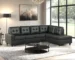 Goldoma L-Shape Modular Upholstered Sectional Sofa with Reversible Chaise, PU Leather, Black