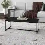 Goldoma 47-Inch Black Coffee Table - Rectangular Metal Frame for Living Room – base detail