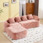 Boucle L-shaped Sectional Sofa Set Compressed Design for Living Room High-Elastic Sponge Comfort - Image 12