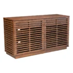 Goldoma 54-inch brown TV stand with enclosed storage and cord cutout for living room media console