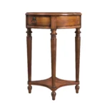 Goldoma rustic end table with drawer and shelf in distressed brown wood