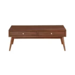 Goldoma Retro Coffee Table with 2 Drawers Dark Brown Wood Veneer | Living Room Furniture
