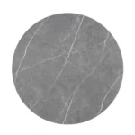 Goldoma Amy 5-Piece Faux Marble Dining Set with gray faux-leather chairs and round table in a modern dining room