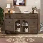 Goldoma Modern Storage Cabinet with 2 Doors and 7 Drawers - Eco-Friendly MDF Sideboard – in a cozy room setting